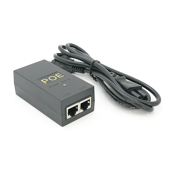 POE інжектор 12V 1A (12Вт) з портами Ethernet 10/100 Мбіт / с + кабель живлення Зображення