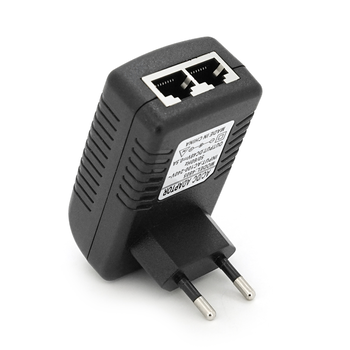 POE інжектор 48V 0,5A (24Вт) з портами Ethernet 10/100Мбіт / с Зображення