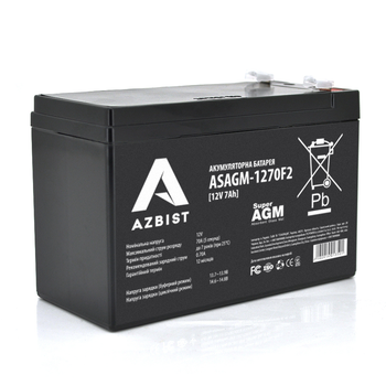 Акумулятор AZBIST Super AGM ASAGM-1270F2, Black Case, 12V 7.0Ah (151 х 65 х 94 (100)) Q10 Зображення