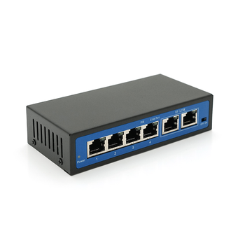 Комутатор POE 48V з 4 портами POE 100Мбіт + 2 порт Ethernet (UP-Link) 100Мбіт, корпус - метал, Black, БП у комплекті, Q18 Зображення