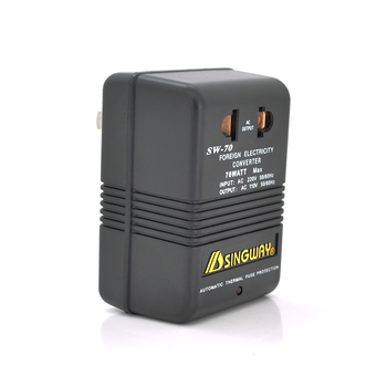 Преобразователь напряжения SW-70, 220V > 110V . Мощность 70 Вт. LED-индикация. Черный + переходник Зображення