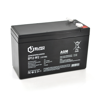 Акумуляторна батарея EUROPOWER AGM EP12-9F2 12 V 9Ah ( 150 x 65 x 95 (100) ) Black Q10 Зображення