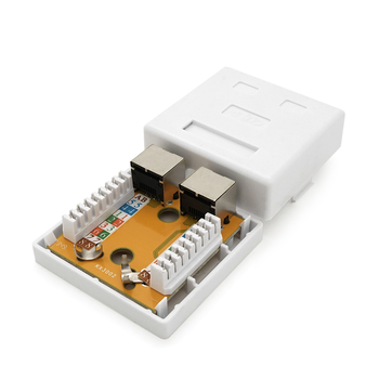 Розетка RITAR FTP 8P8C RJ45 2 порт Cat-5, накладна біла Q500 Зображення