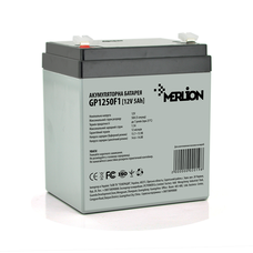Акумуляторна батарея MERLION AGM GP1250F1, 12V 5Ah ( 90 х 70 х 101 (106) ) White/Black Q10 Зображення