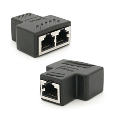 Розгалужувач RJ45 8P8C мама / 2 Х мама RJ45 для розгалуження кабелю, екранований, чорний, Q100 Изображение