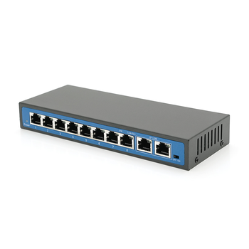 Комутатор POE 48V з 8 портами POE 100Мбіт + 2 порт Ethernet (UP-Link) 100Мбіт, корпус – метал, Black, БП в комплекті, Q18 Зображення