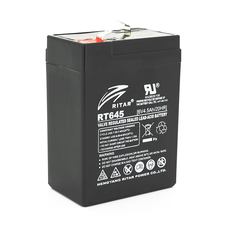 Акумуляторна батарея AGM RITAR RT645, Black Case, 6V 4.5Ah ( 70х47х99 (105) ) Q20 Зображення