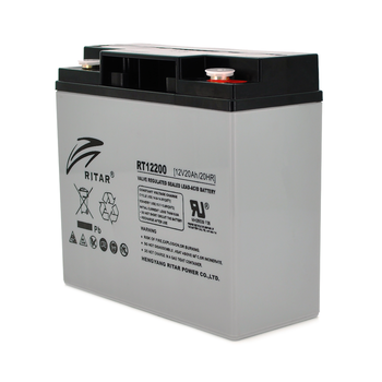 Акумуляторна батарея AGM RITAR RT12200, Gray Case, 12V 20.0Ah ( 181 х 77 х 167 ) Q6 Зображення