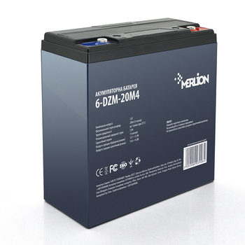 Тягова акумуляторна батарея AGM MERLION 6-DZM-20, 12V 20Ah M4 (181х77х167 мм)  Q3 Зображення
