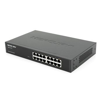 Комутатор POE Mercury S116PS 15 портів POE 100Мбит + 1 порт Ethernet (UP-Link) 100 Мбіт, БП вбудований, кріплення в стійку, BOX (294 * 180 * 44) Изображение