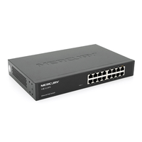 Комутатор POE Mercury S116PS 15 портів POE 100Мбит + 1 порт Ethernet (UP-Link) 100 Мбіт, БП вбудований, кріплення в стійку, BOX (294 * 180 * 44) Зображення