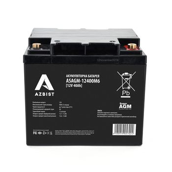 Акумулятор AZBIST Super AGM ASAGM-12400M6, Black Case, 12V 40.0Ah (198x166x171) Q1 Зображення