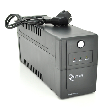 ДБЖ Ritar RTP600 (360W) Proxima-L, LED, AVR, 2st, 2xSCHUKO socket, 1x12V7Ah, plastik Case. NEW! Зображення