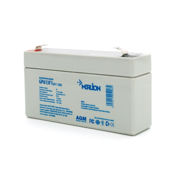 Акумуляторна батарея MERLION AGM GP613F1 6 V 1,3Ah ( 95 x 25 x 50 (55) ) Q40 Зображення