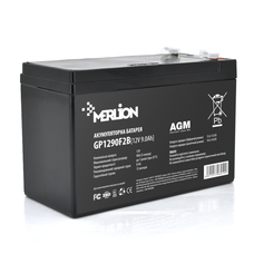 Акумуляторна батарея MERLION AGM GP1290F2B 12 V 9 Ah (150 x 65 x 95 (100)) Black Q10/480 Зображення