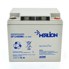 Акумуляторна батарея MERLION AGM GP12400M6 12 V 40 Ah ( 196 x 165 x 175  ), 11.9 kg, Grey, Q1/96 Зображення