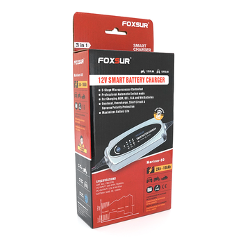 Автоматичне ЗУ  для акумулятора Foxsur FBC1236 6V/12V, 100-240V, 0,2-10A, клем (AGM/GEL/Lead) Изображение