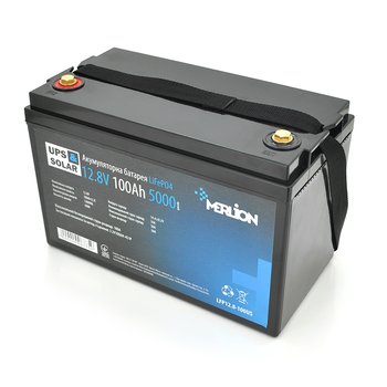Літій-залізо-фосфатний акумулятор Merlion LiFePO4 12.8V 100AH,(4S1P/BMS-50A),(330x173x220), до 5000 циклів Изображение