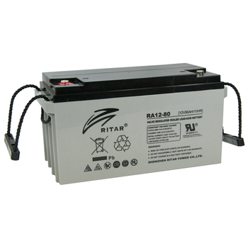 Акумуляторна батарея AGM RITAR DC12-80, Gray Case, 12V 80Ah  ( 350 x 167 x 182 ) Q1 Зображення