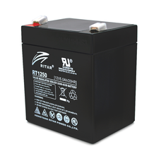 Акумуляторна батарея AGM RITAR RT1250B, Black Case, 12V 5.0Ah ( 90 х70 х 101 (107) )  Q10 Зображення