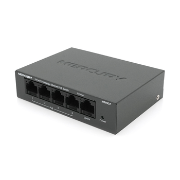 Комутатор POE 48V Mercury MS05CP 4 порти POE+1 порт Ethernet (Uplink ) 10/100 Мбіт/сек, БП в комплекті + перехідник Изображение