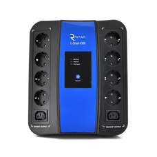 ДБЖ Ritar U-Smart-1000  (600W), LED, AVR, 3st, 8xSCHUKO socket, 1x12V9Ah, USB x2, RJ45, plastik Case Изображение