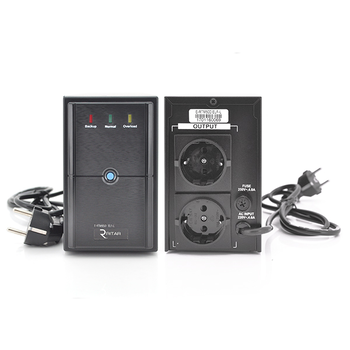 ДБЖ Ritar E-RTM650 (390W) ELF-L, LED, AVR, 2st, 2xSCHUKO socket, 1x12V7Ah, metal Case Q4 (370*130*210) 4,8 кг (310*85*140) Зображення
