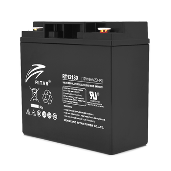Акумуляторна батарея AGM RITAR RT12180BM5, Black Case, 12V 18.0Ah (181х77х167) Q2 Зображення