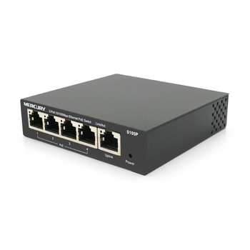 Комутатор POE 48V Mercury S105P 48V 5 портів Ethernet 10/100 Мбіт / сек, БП в комплекті, BOX Q200 Изображение
