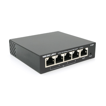 Комутатор POE 48V Mercury S105P 48V 5 портів Ethernet 10/100 Мбіт / сек, БП в комплекті, BOX Q200 Изображение