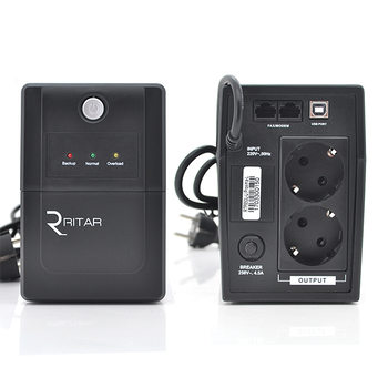 ДБЖ Ritar RTP650L-U (390W) Proxima-L, LED, AVR, 2st, USB, 2xSCHUKO socket, 1x12V7Ah, plastik Case ( 340 x 140 X 205) 4.7 кг Q4 Зображення