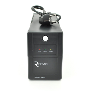 ДБЖ Ritar RTP650L-U (390W) Proxima-L, LED, AVR, 2st, USB, 2xSCHUKO socket, 1x12V7Ah, plastik Case ( 340 x 140 X 205) 4.7 кг Q4 Зображення