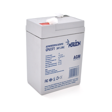 Акумуляторна батарея MERLION AGM GP655F1 6 V 5.5Ah ( 70 x 47 x 100 (105)), 0.75 kg, Grey, Q20/2400 Зображення