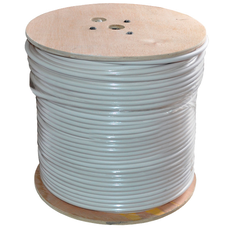 Кабель коаксіальний з живленням RITAR W305-RG690 + 2x0.5mm, 1,02 мм.CU, 64x0.12m CCA жовтий екран, 75 Ом, FPE, оболонка 6,91мм білий PVC, котушка 305м Q1 Изображение