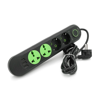 Мережевий фільтр F01U, 2 розетки EU + 2 розетки Universal + 3 USB, 1.5 м, перетин 3х0, 75мм, 2500W, Black, Box Изображение