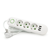 Мережевий фільтр F03U, 3 розетки EU + 3 USB, 1.5 м, перетин 3х0, 75мм, 2500W, White, Bag Зображення