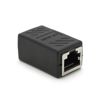 З'єднувач RJ45 8P8C мама / мама RJ45 для з'єднання кабелю, екранований, чорний, Q50 Изображение