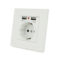 Розетка врізна, Input: AC 100-250V 16A, 2-USB- виходу, White Зображення