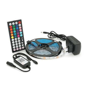 Комплект музичної світлодіодної стрічки 5050 RGB 5 метрів, 60Led, пульт, блок живлення, bluetooth, ip65 Зображення