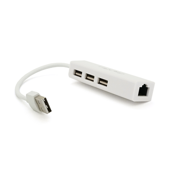 Контролер USB 2.0 до Ethernet VEGGIEG  - Сетевой адаптер 100 / 1000Mbps з проводом RTL-8152B + FE2.2S + 3 порта USB2.0, White, Metal, Blister-Box Изображение