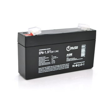 Акумуляторна батарея EUROPOWER AGM EP6-1.3F1 6 V 1.3 Ah ( 95 x 25 x 50 (55) ) Black Q40 Зображення