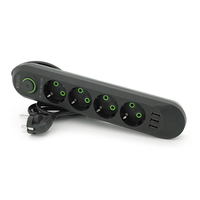 Мережевий фільтр F04U, 4 розетки EU + 3 USB, 1.5 м, перетин 3х0, 75мм, 2500W, Black, Box Изображение