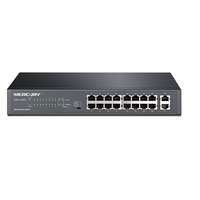 Комутатор POE Mercury SG118PS 16 портів POE 100Мбит + 2 порт Ethernet (UP-Link) 100 Мбіт, БП вбудований, BOX (294*180*44) Зображення