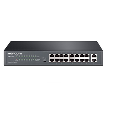 Комутатор POE Mercury SG118PS 16 портів POE 100Мбит + 2 порт Ethernet (UP-Link) 100 Мбіт, БП вбудований, BOX (294*180*44) Изображение