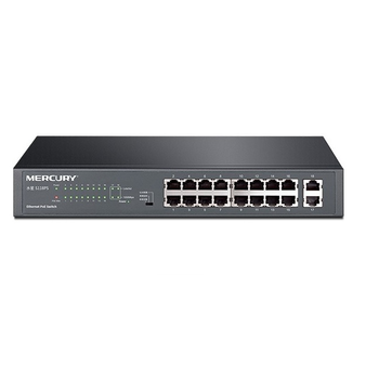 Комутатор POE Mercury SG118PS 16 портів POE 100Мбит + 2 порт Ethernet (UP-Link) 100 Мбіт, БП вбудований, BOX (294*180*44) Изображение