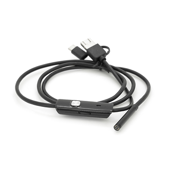 Універсальний ендоскоп 3в1 (USB+MicroUSB/Type-C) для смартфона/ПК, камера 5.5мм, жорсткий кабель 1м, з LED-підсвічуванням, IP67 Зображення