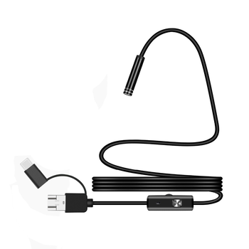 Універсальний ендоскоп 3в1 (USB/MicroUSB/Type-C) для смартфона/ПК, камера 5.5мм, м'який кабель 2м, з LED-підсвічуванням, IP67 Зображення