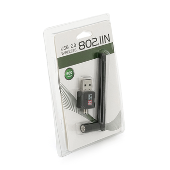 Бездротовий мережевий адаптер з антеною 10см 2DBI Wi-Fi-USB Merlion LV-UW02-2DB, 802.11bgn, 300MB, 2.4 GHz, WIN7/XP/Vista/2K/MAC/LINUX Изображение