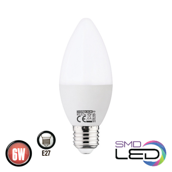 Лампа свічка ULTRA SMD LED 6W 6400K E27 480Lm 175-250V Изображение