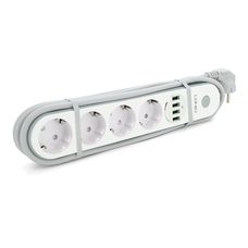 Мережевий фільтр LDNIO SE4432, 4 Розетки + 4 USB, 2 м, перетин 3х0,75мм, White, Box Зображення